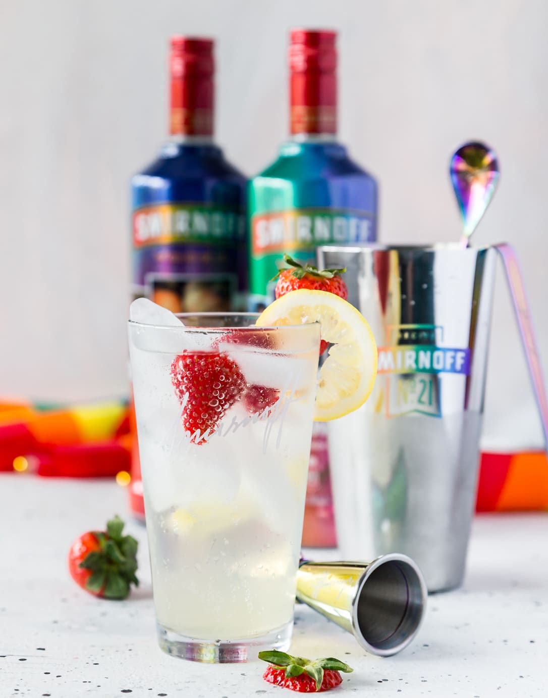 The Smirnoff Love Wins cocktail is made with a special edition vodka that features photos of real couples that were selected in a global photo contest to celebrate pride month in June.