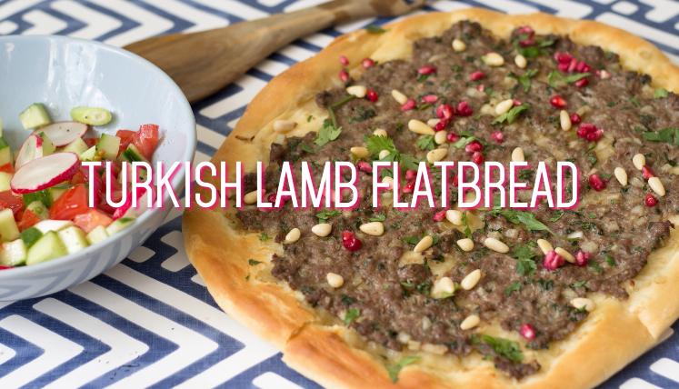 This delicious Turkish Flatbread is made with spiced minced lamb, fresh herbs, and a premade dough to make this recipe quick and easy! Traditionally referred to as Lahmacun, which refers to the thin, round, large shape of the dough, this authentic Turkish dish is baked and then rolled like a wrap to be eaten. It is simple, refreshing and full of explosively delicious flavor. 