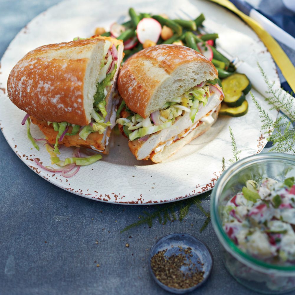 Ad Hoc Fried Chicken Sandwiches with Coleslaw