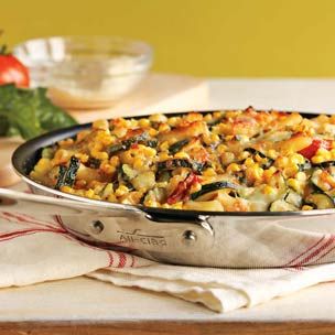 Baked Penne with Corn, Zucchini and Basil