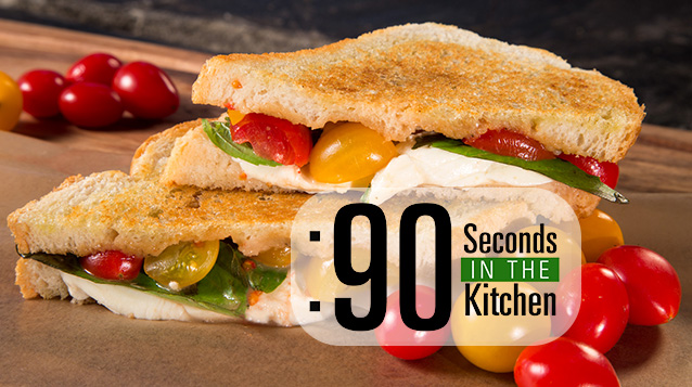 90 Second Caprese Grilled Cheese Sandwich