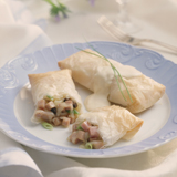 Ham and Cheese Strudels with Mustard Sauce