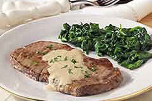 Steak with Brandied Blue Cheese Sauce
