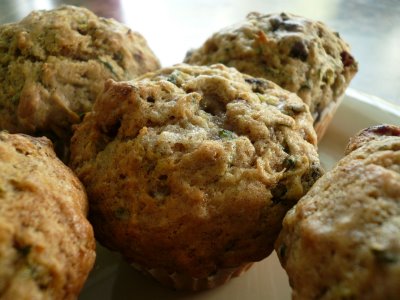 Zucchini Muffins with Cranberries and Chocolate Chips