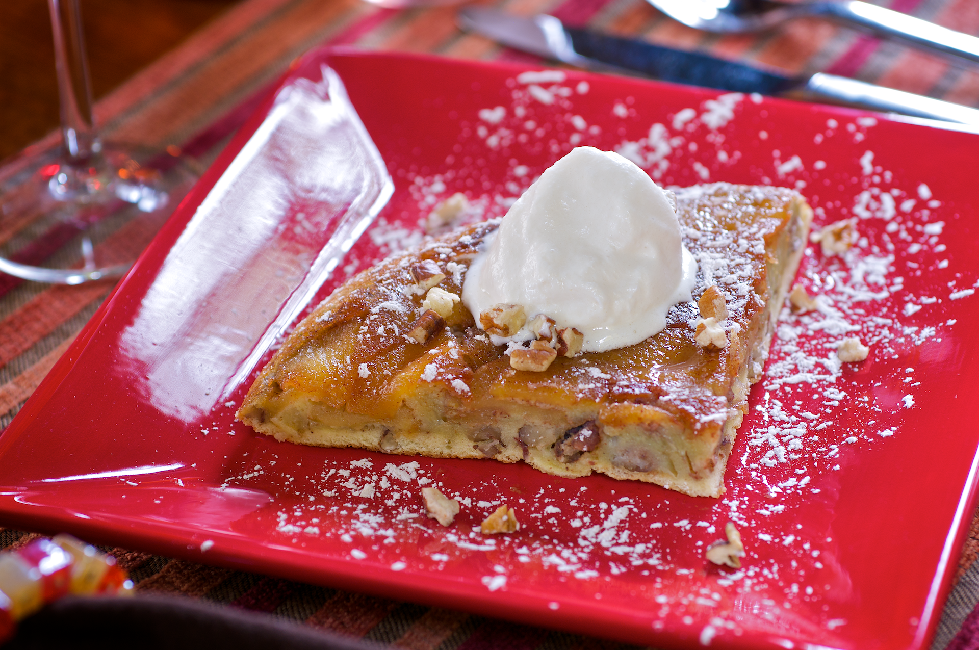 German Apple Pecan Pancake with Fresh Whipped Cream
