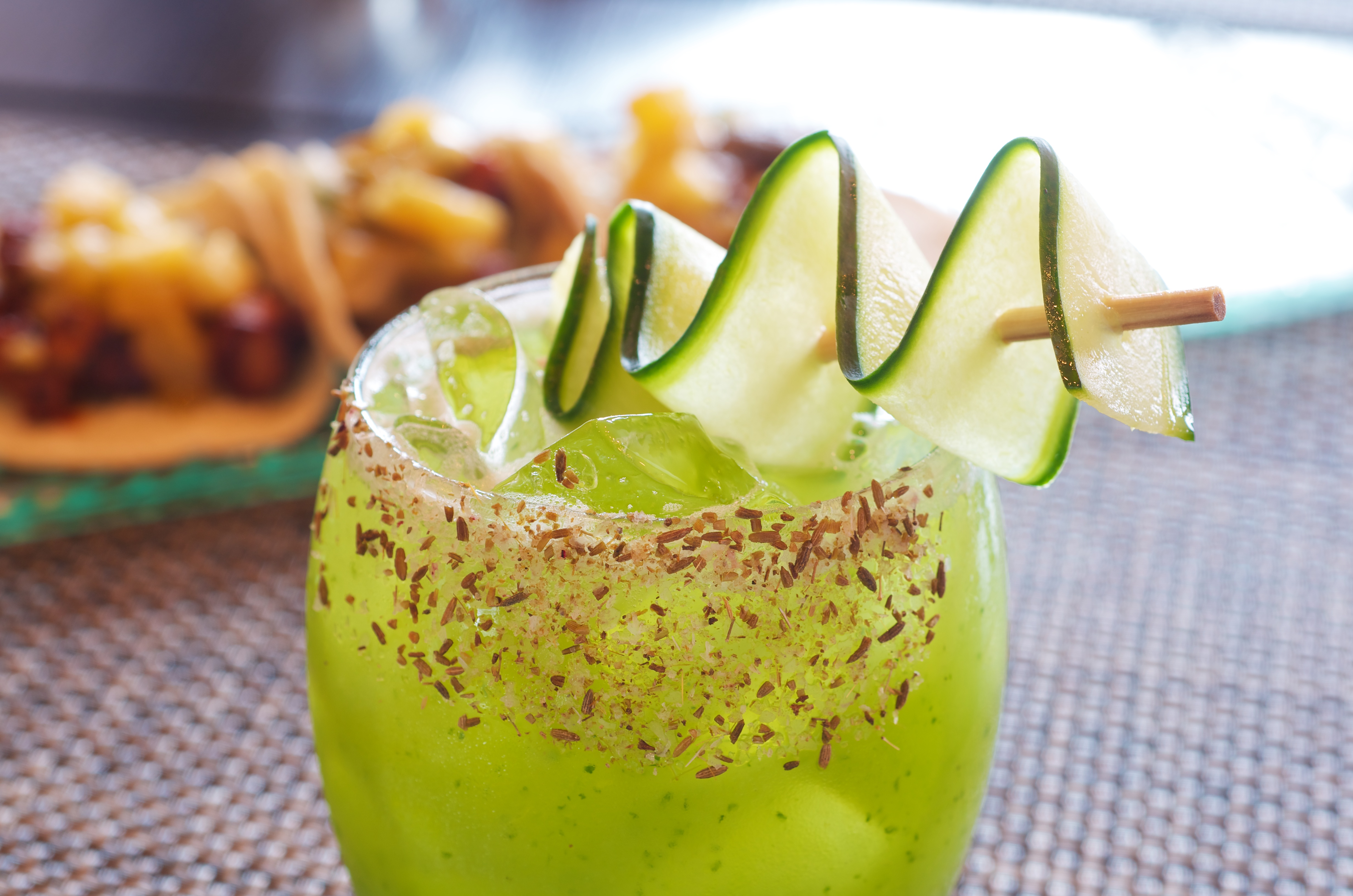 If you've ever wanted to practice your hand at mixology, this is the cocktail for you. Made with common ingredients in a unique way, the cucumber, lemon, and cumin make a beautiful cocktail.