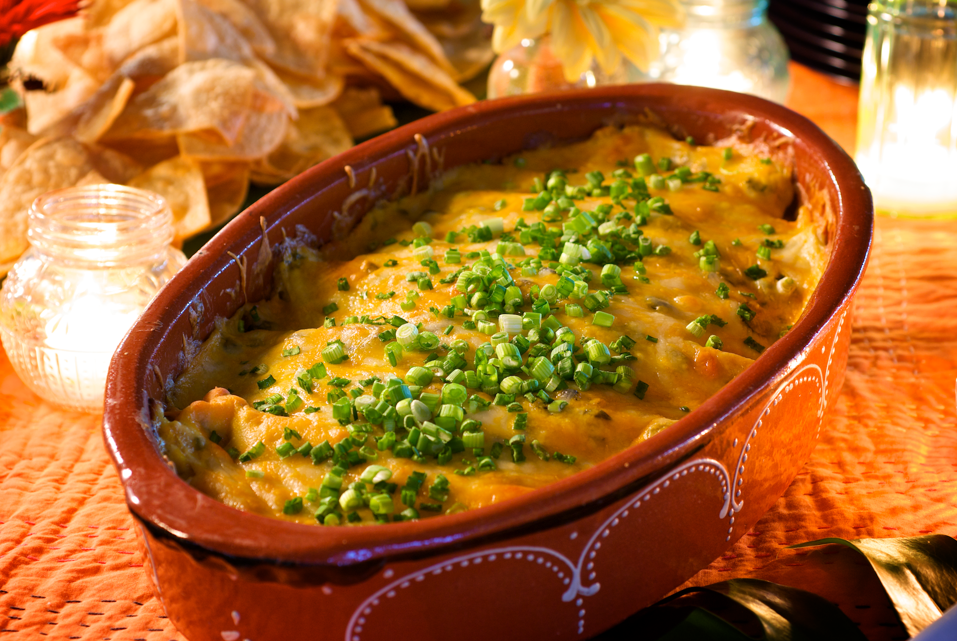 Creamy and cheesy, this is a dish the whole family will love; it’s got just enough kick from the chiles and it’s loaded with tender pulled chicken breast and gooey cheese.