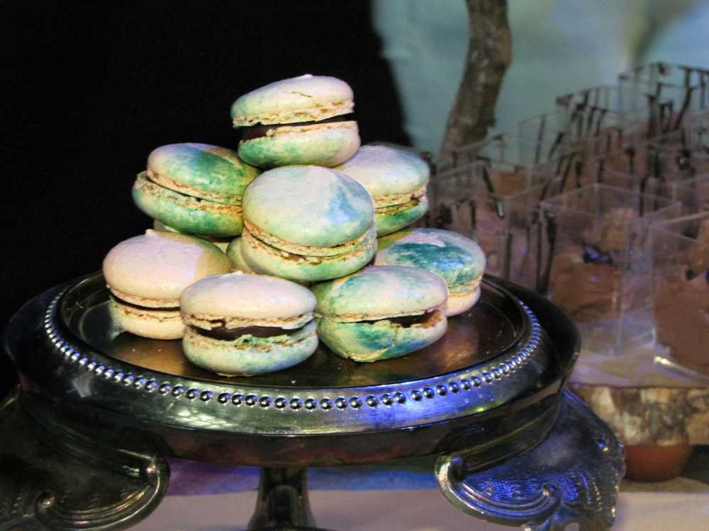 A beautiful and colorful stack of macaroon cookies prepared for the Baby Got Brunch festival to benefit charity