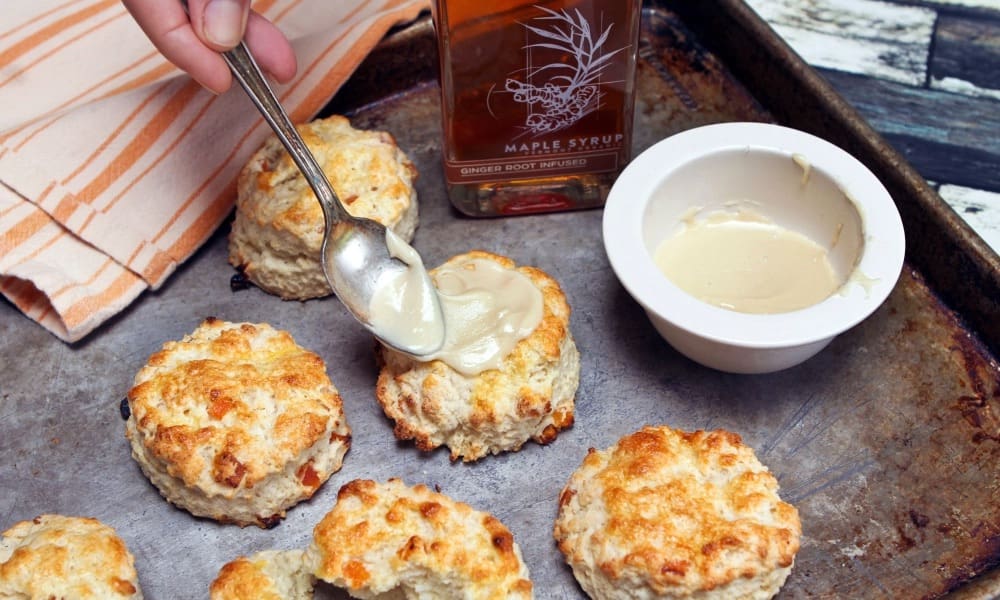 Apricot scones with maple ginger glaze