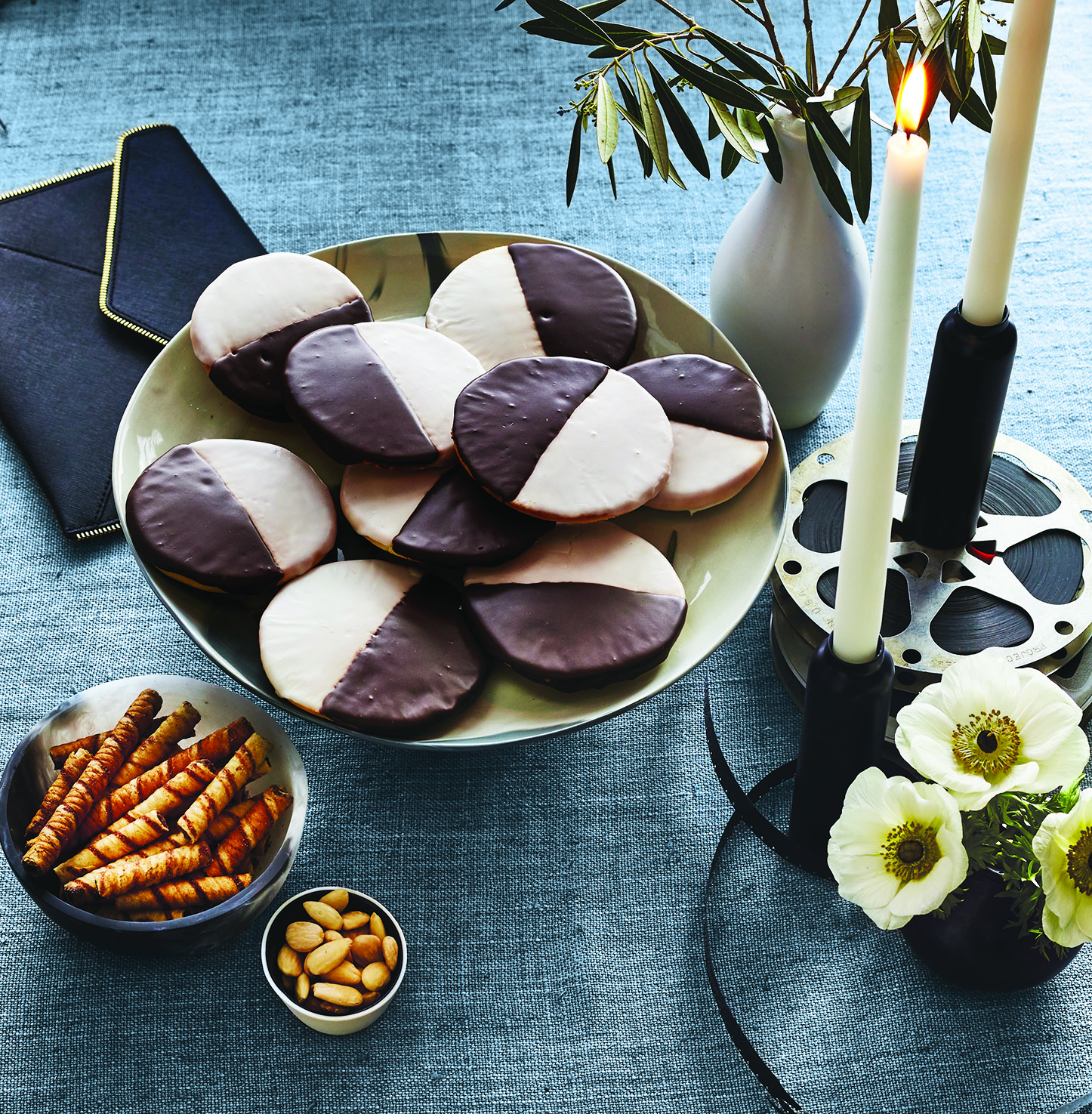 Black and White Cookies//Food Stylist: Emily Nabors Hall/Prop Stylist: Claire Spollen