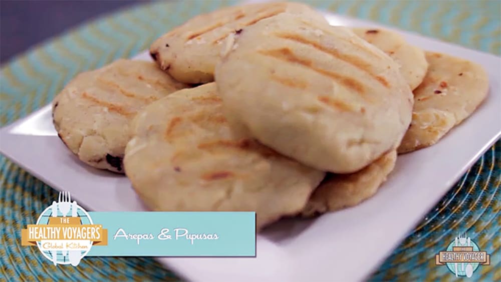 Arepas are a Columbian tortilla that are thicker than the traditional tortillas, while pupusas are a Central-American dough that is traditionally filled with protein.