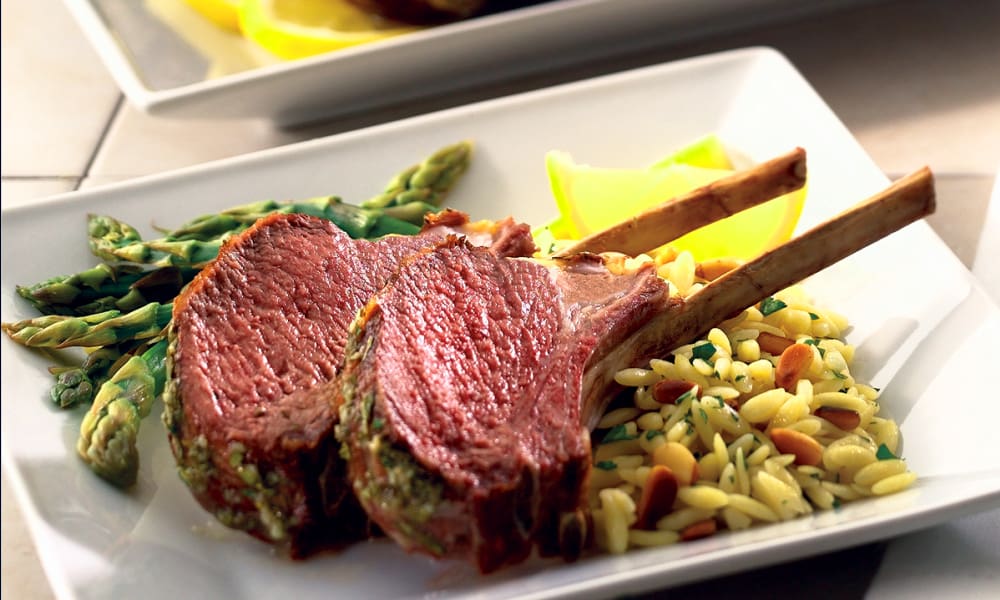 On the cusp of Springs arrival, a Grilled Rack of Lamb served with fresh lemon wedges, cilantro, parsley and fresh ginger root is just the ticket for a filling and refreshing meal.