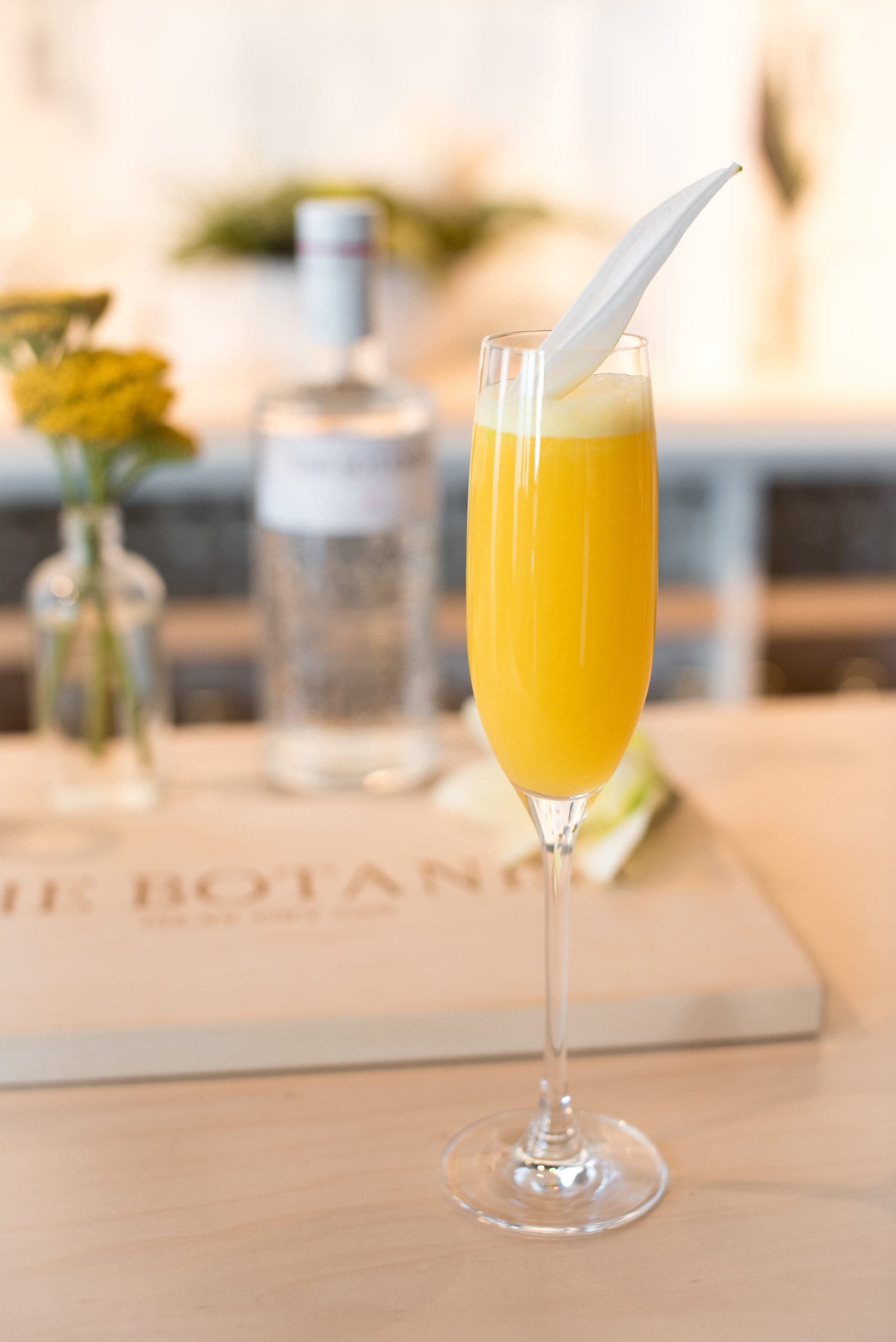Traditional mimosas are a blend of fresh fruit juice and champagne. This version puts gin in the mix and is perfect for a bridal brunch celebration before the Royal Wedding!