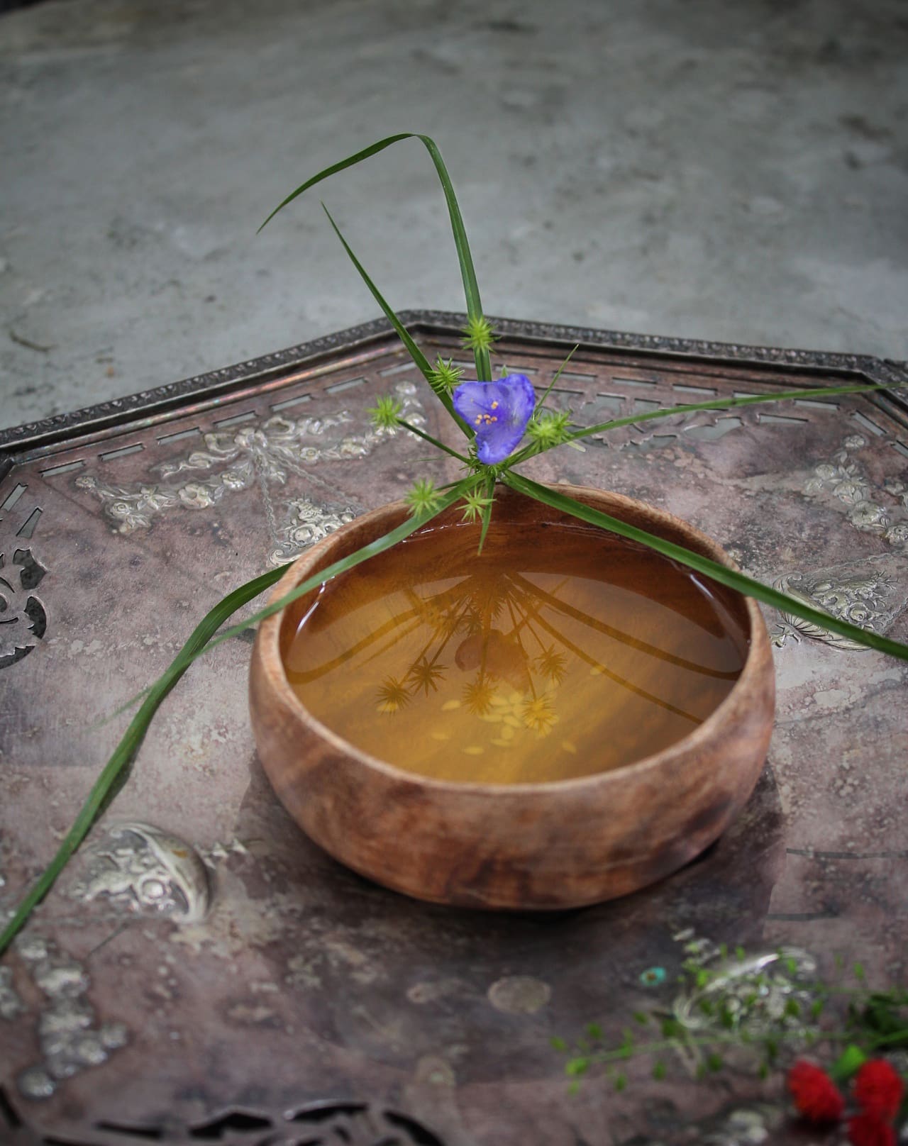 Kiss of the Dragon at The Collector Luxury Inn & Gardens in St. Augustine, Florida, created by beverage director Sonny Wallace, combines Iichiko Shochu, Iichiko Shochu, lemon juice, Honey Dew syrup, Velvet Falernum, and black lemon bitters.
