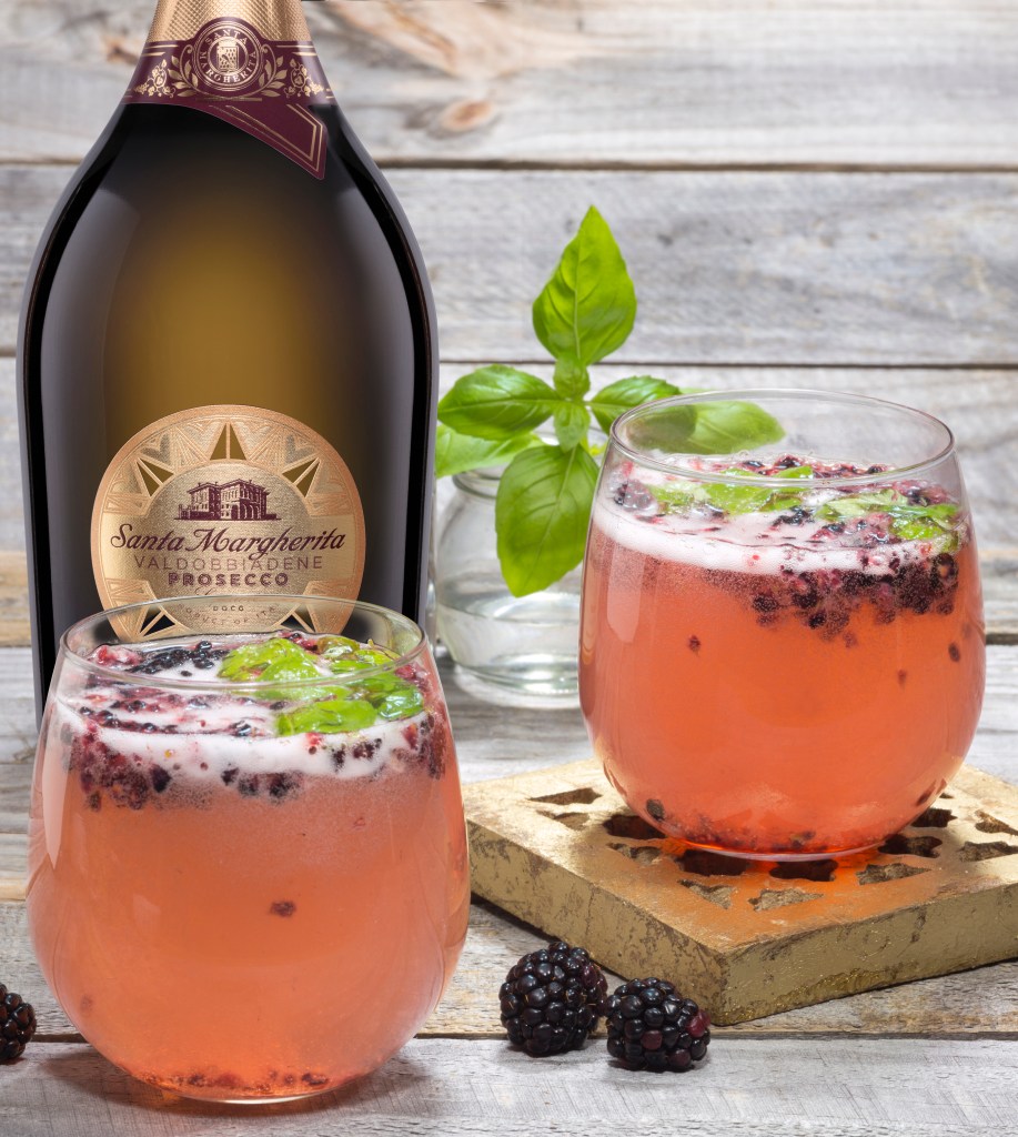 Blackberry smash cocktail made with Santa Margherita wine.