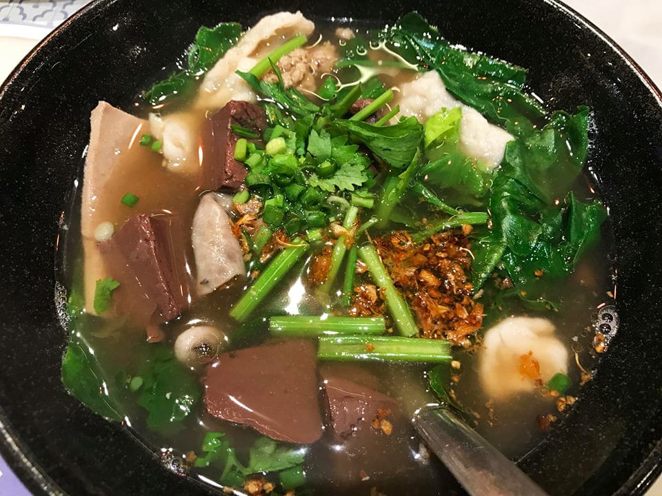 It’s a clear soup with a rich soy sauce base filled with vegetables, spices and congealed pig blood. Yes, you read that right. We ate congealed blood that felt like jelly but tasted like meat.