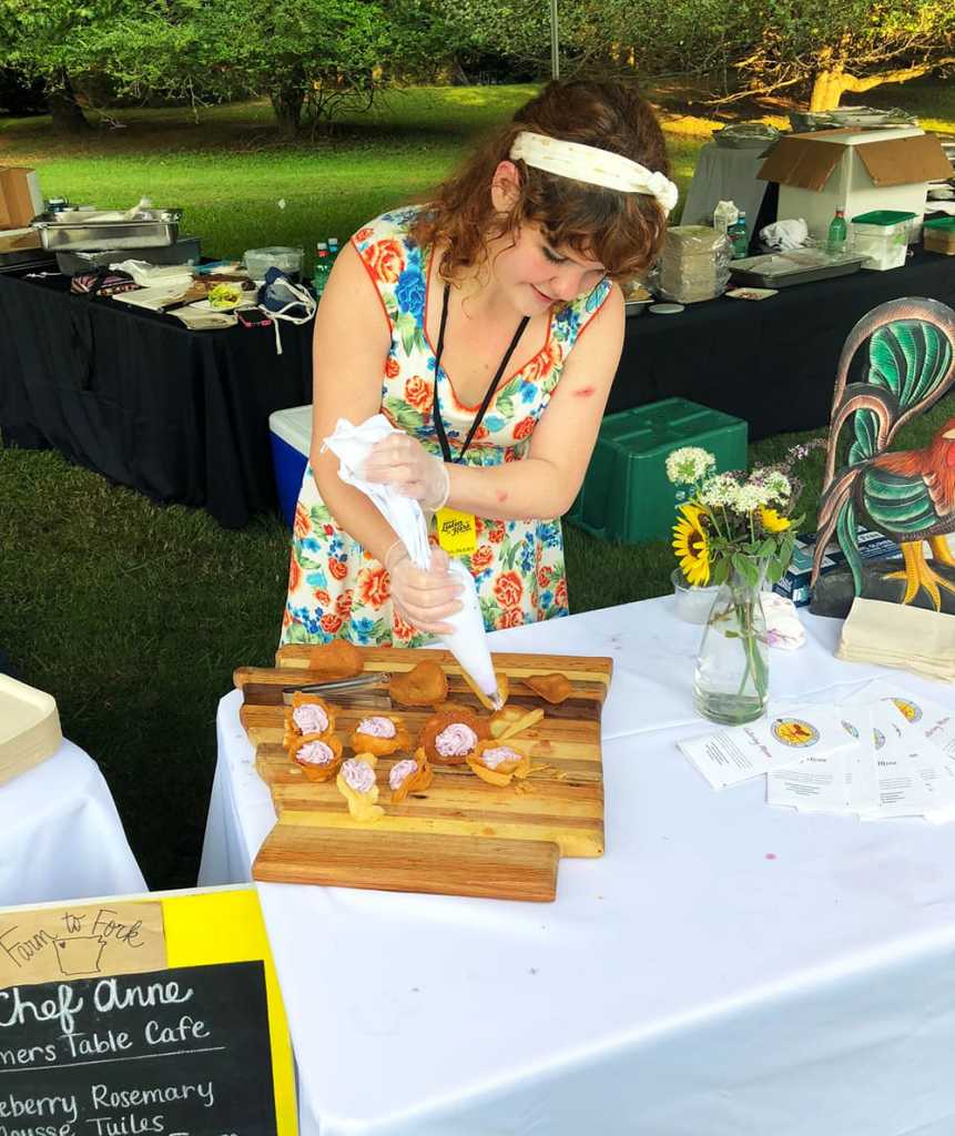 Chef Anne Carroll's tent at the Fayetteville Roots Festival featured blueberry rosemary mousse.