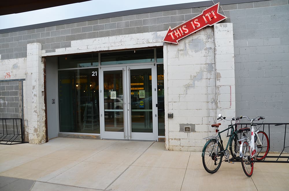 The entrance to the Holler opens into a large atrium with Brightwater, a center for the study of food, in the center of businesses and restaurants.
