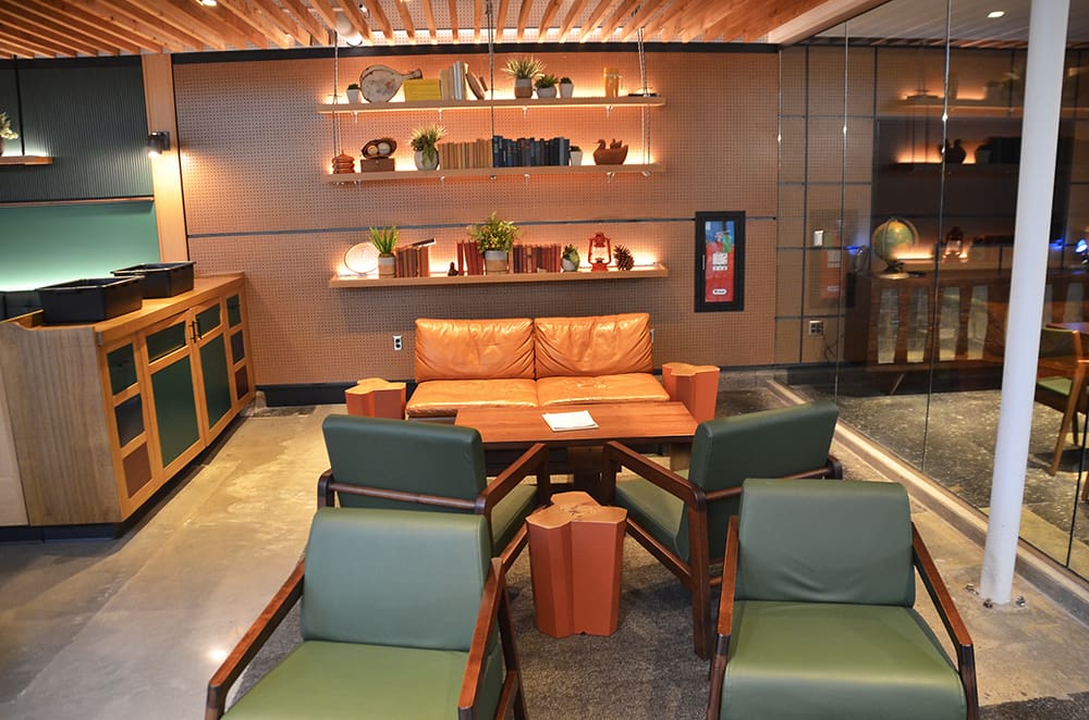 The Hollar, part of the 8th street market in Bentonville, offers an open and welcoming dining and community gathering space.