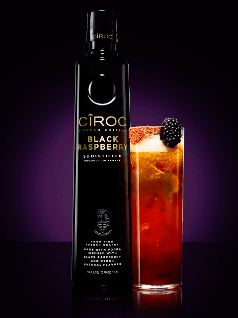 Mixed with splashed black raspberry, Chamoy, lime juice grenadine, and amber beer, it's wickedly beautiful. Rimmed with chili, salt and smoked paprika, it's not for the faint of heart!