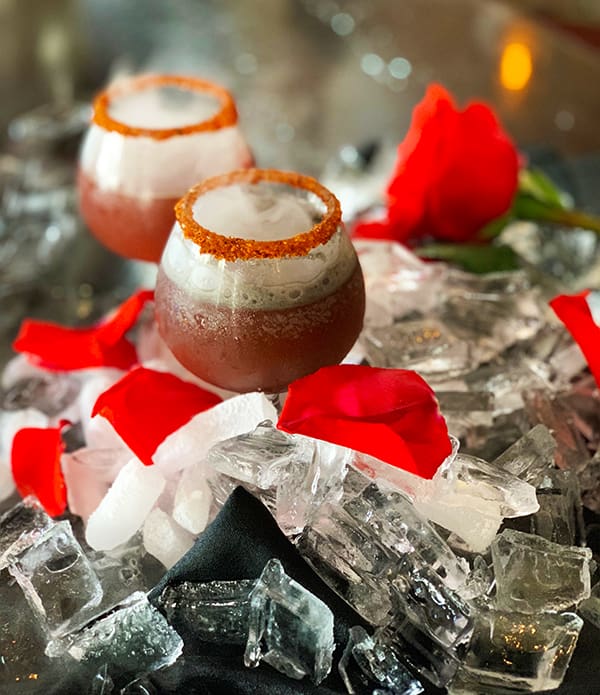 This scream-worthy cocktail comes from the acclaimed San Diego Osetra Seafood & Steaks, in the heart of San Diego's historic Gaslamp Quarter. The Bloody Charro was created by Bar Manager Marcelo Amaya. It's a dry ice cocktail with rich black color and a vibrant red rim. 