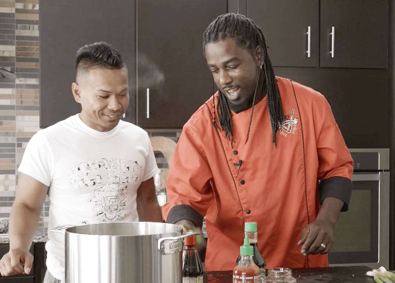 Ph? is a Vietnamese soup, extremely popular as a street food in Vietnam, made with broth, rice noodles (b�nh ph?), herbs and protein�in this case, a t-bone steak.