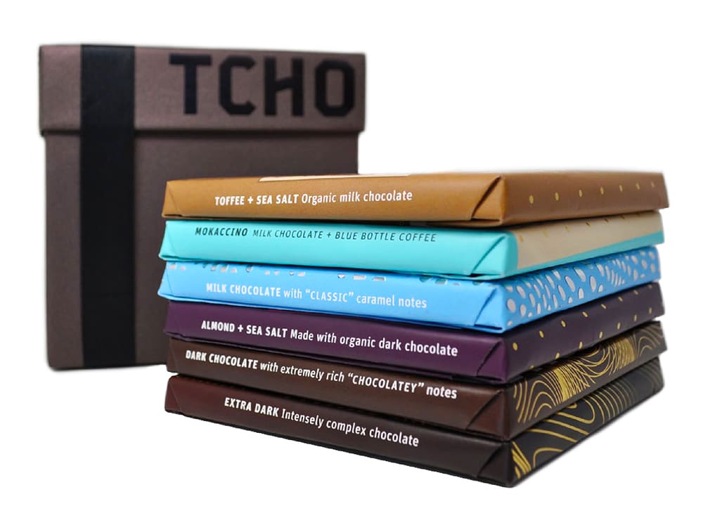 TCHO is a company based in Berkley, California, that produced ethically sourced chocolates in a variety of forms for using in recipes, beverages or in bars for eating.