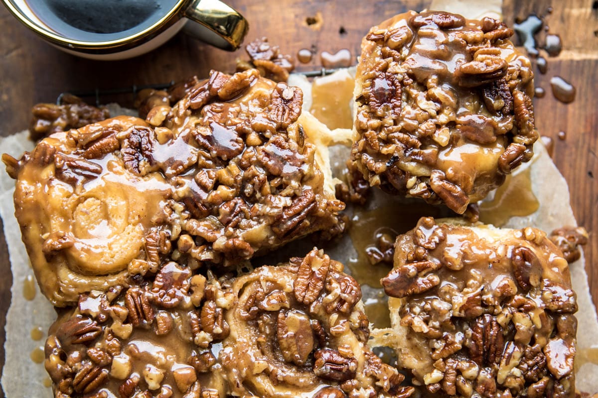 Decadent and flavorful, these extra sticky maple pecan sticky buns are made with a soft and fluffy homemade bread dough, swirled with cinnamon sugar, and baked with a maple pecan �sticky� sauce that�s impossible to resist. Recipe share by the American Pecan Council.�