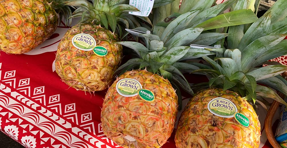 We bought a pineapple at the Kauai farmers market, then spent the rest of our trip trying to find them again, only to hear time after time they were sold out. Word of advice: if you find them, buy them all.