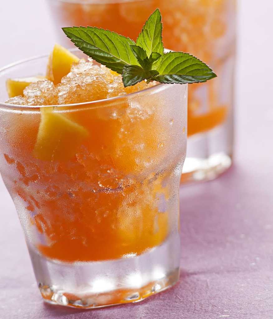 Georgia Peach and Basil Bourbon Slushy.