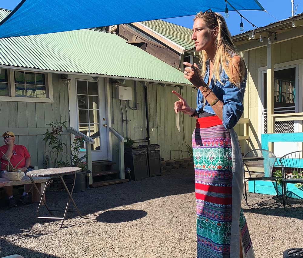 Katherine, the tour guide for the Hanapepe walking tour in Kaua'i Hawaii.