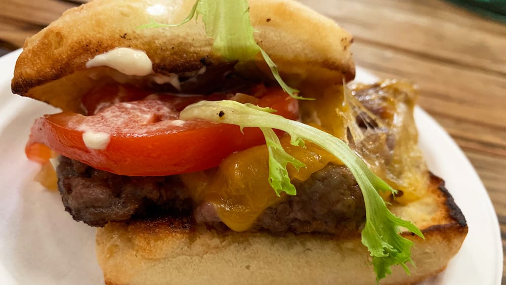 A sample of the Kickshaw’s specialty burger, made with a short rib meat and hamburger mix.