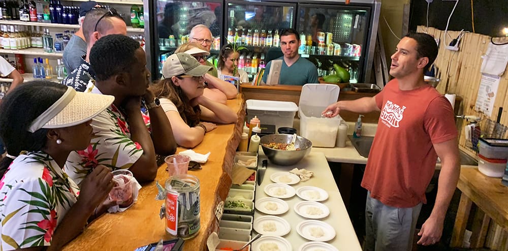Chef Matt demonstrates how he puts together his signature dish.
