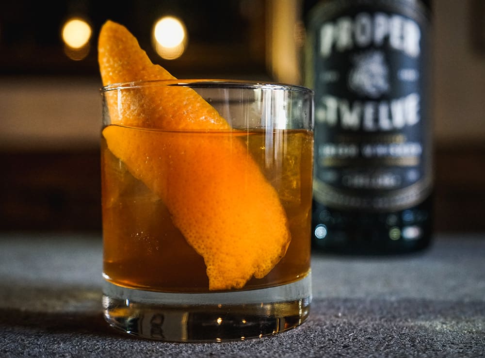 Proper old fashioned cocktail made with proper twelve Irish whiskey.